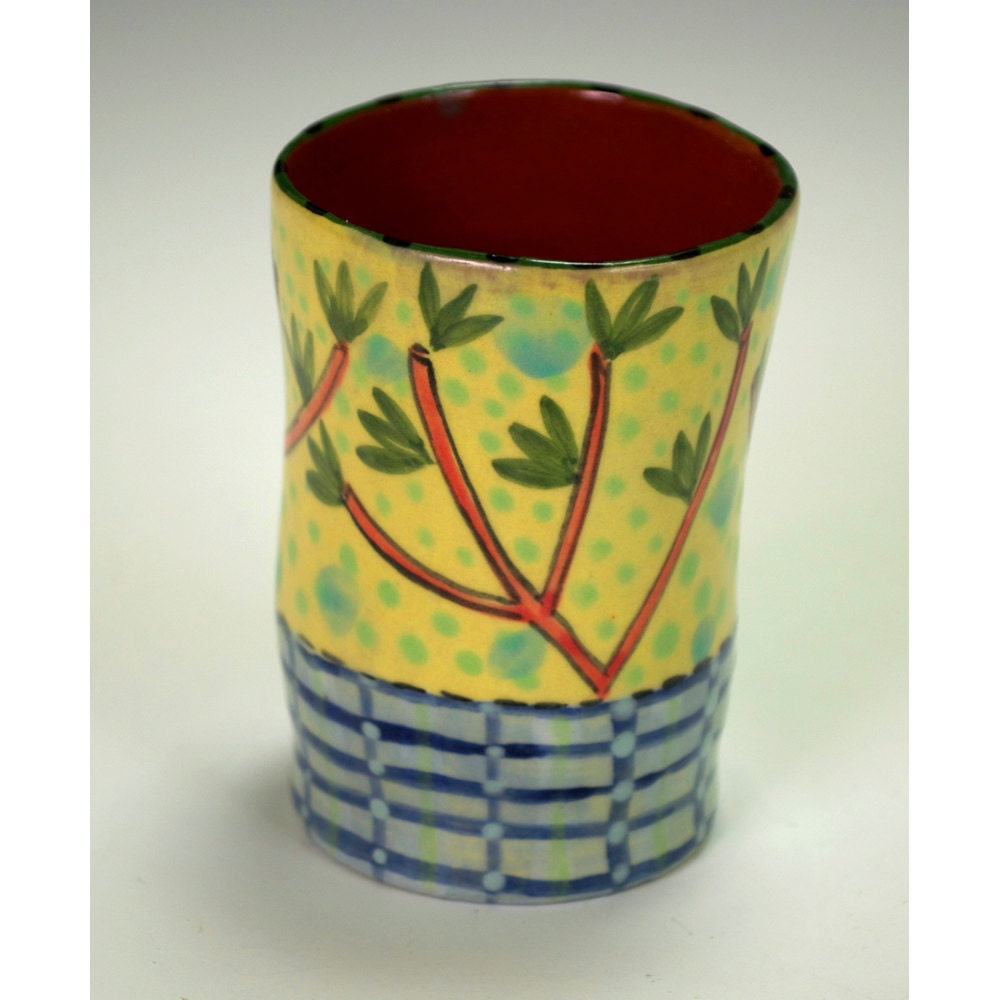 Yellow Cup Dots and Checks.
