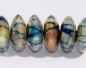 Tiger Glass Disks (6) - Handmade Lampwork Glass Disk Beads - Chunky Disks