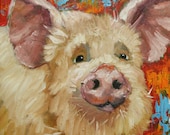 Pig painting 45 12x12 inch original oil painting by Roz
