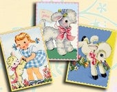 Little Lambs - digital collage sheet (no.65) printable gift tags, card making - one sheet of 9 (2.5 x 3.5 inch images) INSTANT DOWNLOAD