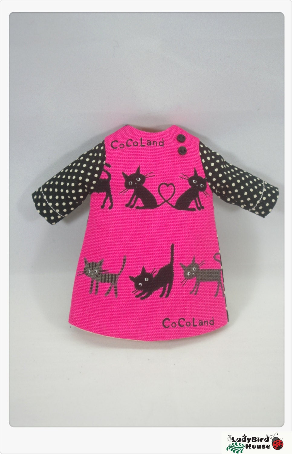 LADYBIRD HOUSE Blythe Outfit Pink And Cat Dress