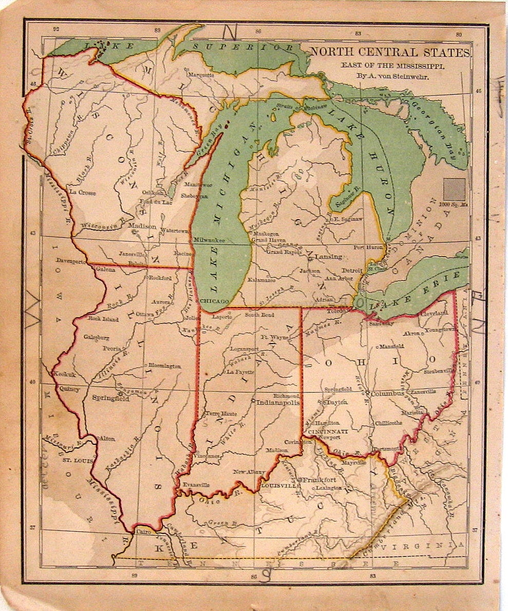 Map of US North Central States East of the by mysunshinevintage