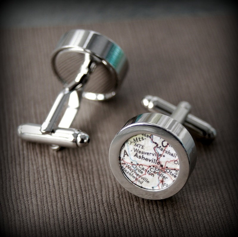 Asheville Map Cuff Links - Great Gift