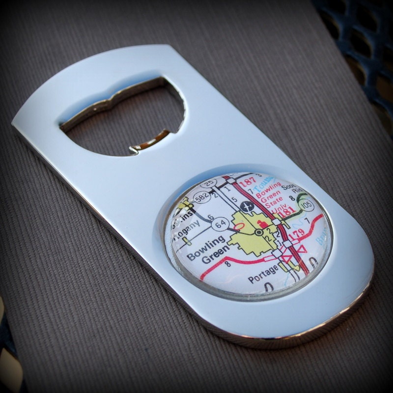 Bowling Green State University Map Bottle Opener - Great Alumni Gift