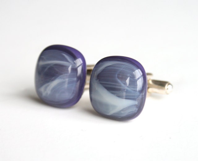 Purple Haze - Fused Glass Cuff Links for Men