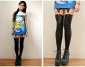 Wetlook Suspender Leggings - L
