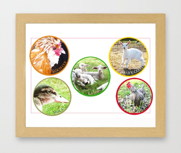 Nursery art print farm country animals