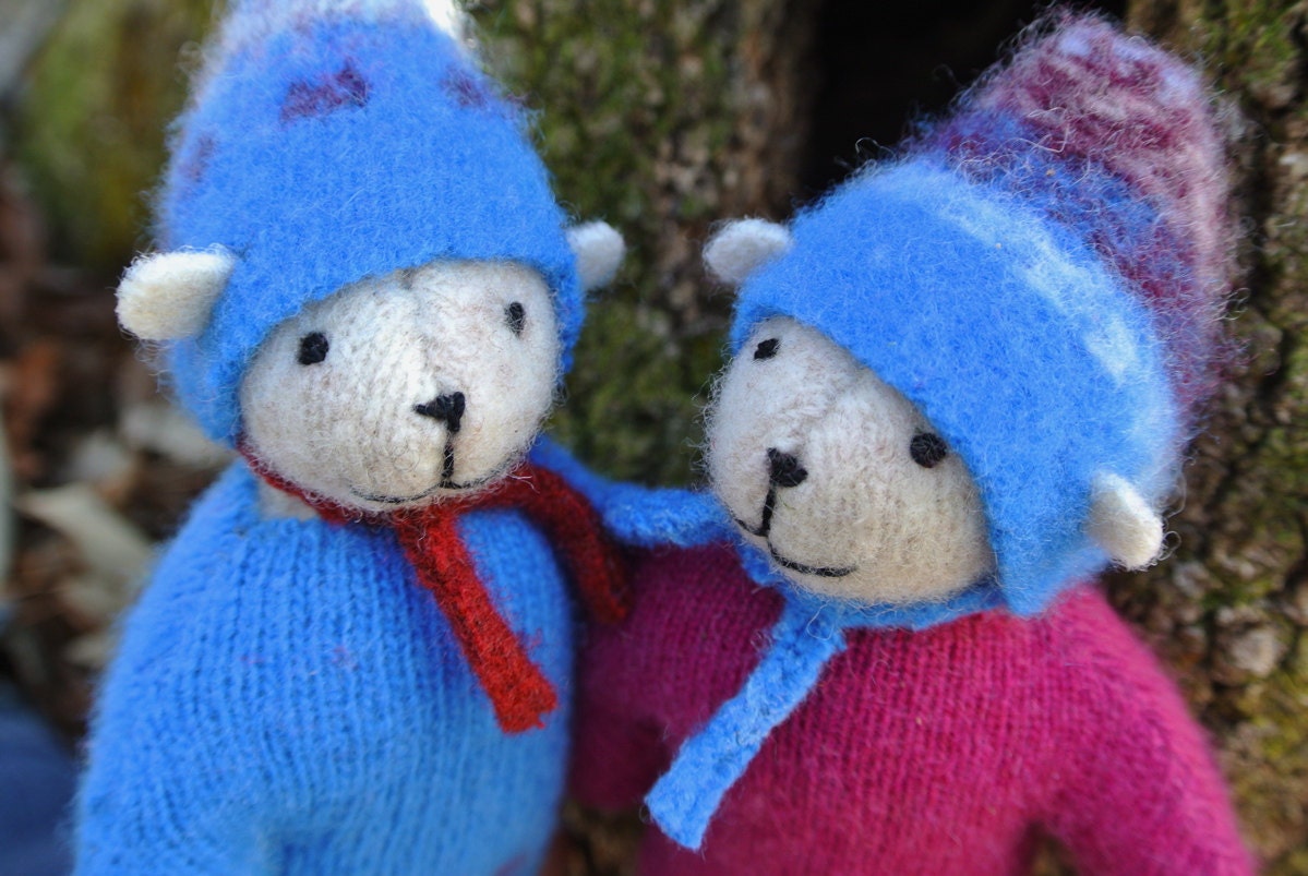 Pogos, Tom & Jenny - sustainable small wool bears