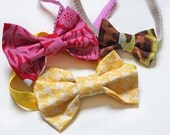 Fabric bow designer elastic headband