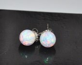 8mm Ball Stud Post earrings, Opal Earrings, Sterling Silver Earrings,  Australian Opal, 925 Sterling Silver