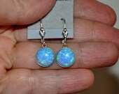 Opal Earrings, Sterling Silver Earrings, Australian Opal, Blue Opal, 10mm Stones, Leverbacks, 925 Sterling Silver, Dangle Earrings