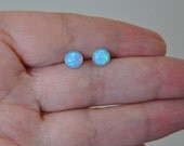 6mm Opal Earrings, Sterling Silver Stud  Earrings, Australian Opal, Blue Earrings, Opal Jewelry, 925 Silver