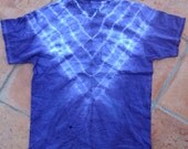 Tie Dyed T-Shirt Purple and White V Pattern