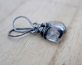 Blue Quartz Earrings in Sterling Silver, Gemstone Drop Earrings, Slate Blue Fashion - Lakeside