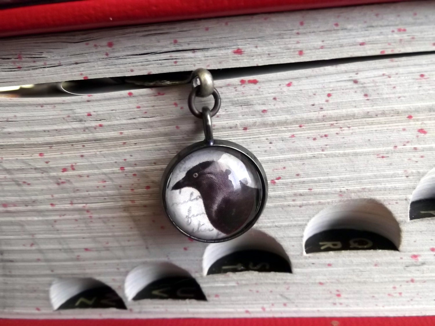 Feather Bookmark with Blackbird Charm