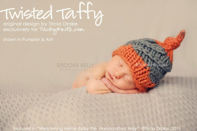 Baby Boy Hat Newborn Photography Prop Twisted Taffy Chunky Topknot Beanie original design by TrickyKnits