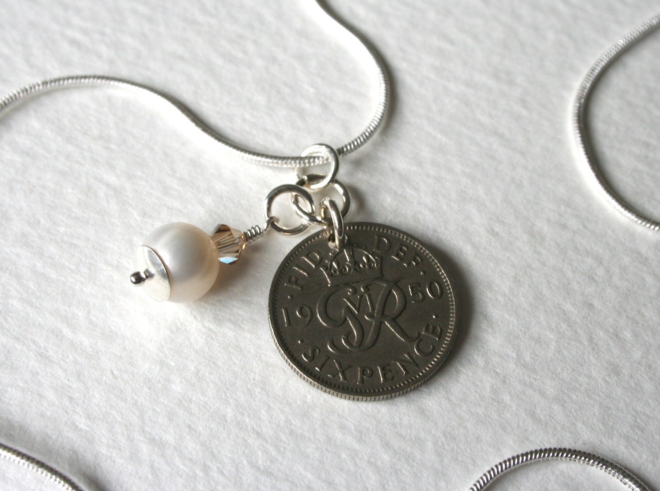 Lucky Sixpence Charm Necklace Bridal Jewel
