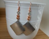 Embossed Aluminum and Copper Metalwork Earrings