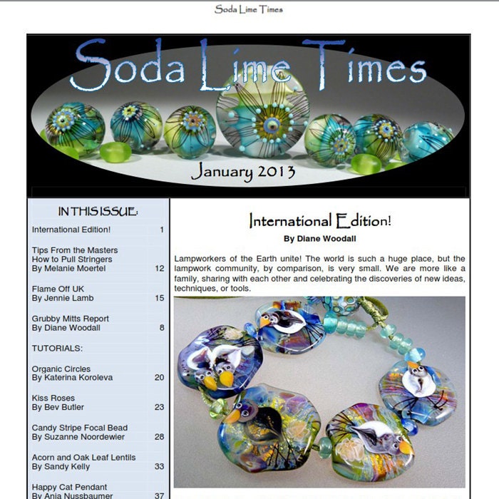 International Issue - Jan 2013 Soda Lime Times Lampworking Magazine (PDF) - by Diane Woodall