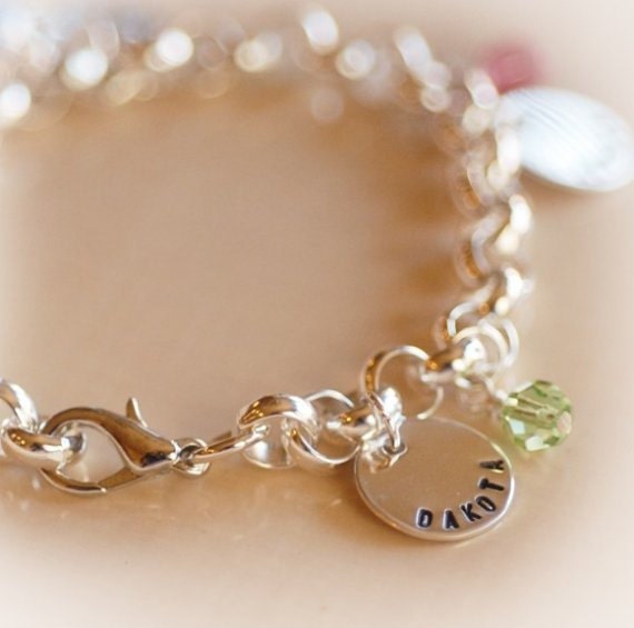 Additional personalized round disc/birthstone charm for Mother/Grandmother bracelet