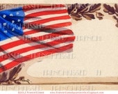 Instant Download US Flag Customizable Watercolor Antique French Thank You America WWI postcard TWO Digital Scans