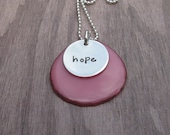 Soft Pink Tagua Necklace With Personalized Sterling Silver Disc