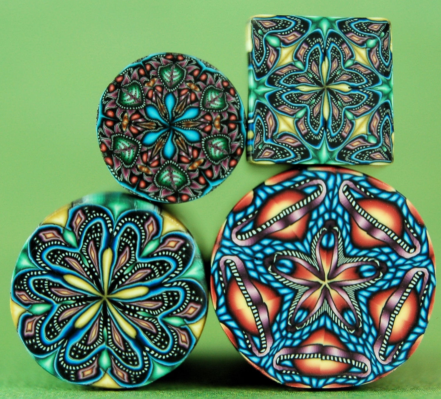 KALEIDOSCOPE CLEARANCE LOT- Set of 4 Polymer Clay Canes -B