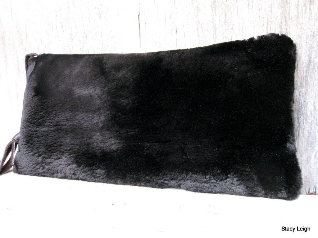 Dark Brown Sheared Fur Clutch Bag by Stacy Leigh Ready to Ship