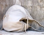 Stone Gray Leather Corset Bag by Stacy Leigh RESERVED for Erin
