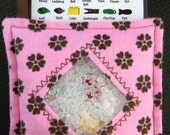 I Spy Bag - Mini with SEWN Word List and Detachable PICTURE LIST- Pink with Brown Flowers