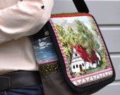 Cottage house messenger bag,