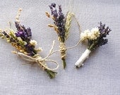 3 Coordinating Summer Wedding Lavender Boutonnieres or Corsages