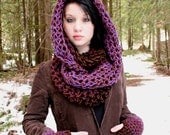 AIR Rasta Love Cowl Hood Vegan scarf eternity Eggplant Purple Brown Black