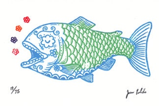 Sugar Skull Fish Limited Edition Gocco Screenprint