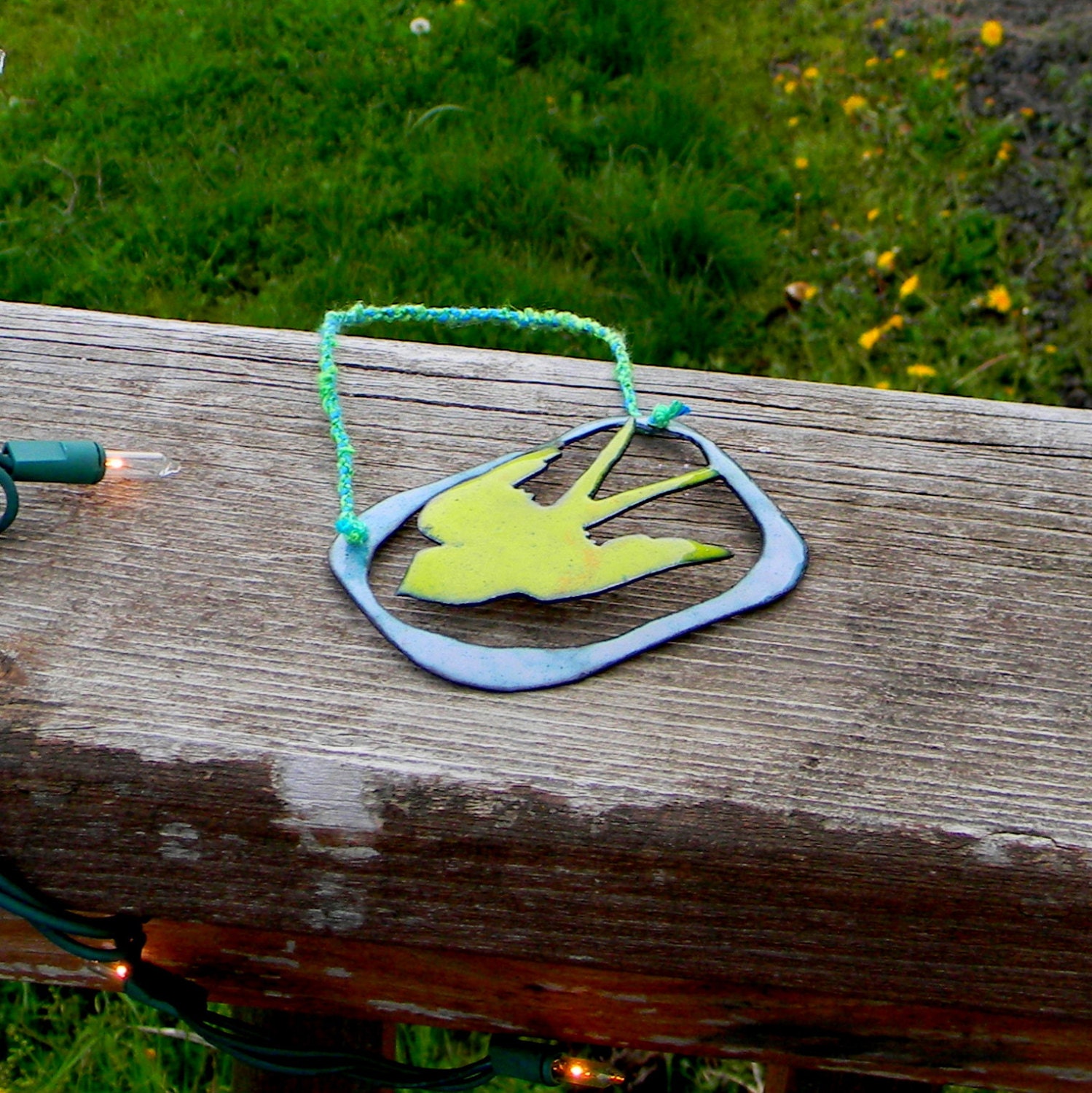 tattoo style swallow - enamel wall hanging