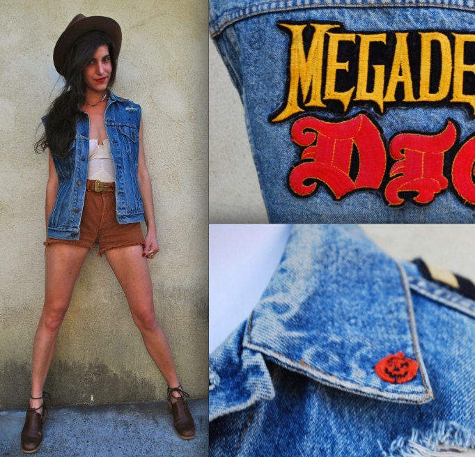 Vintage 80s 90s MEGADETH Levis Distressed Denim Vest