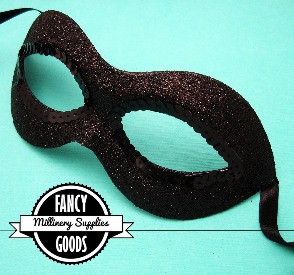 Black - Glitter & Sequin - Masquerade Mask - Party Mask - Vampire Ball Mask - Goth Mask - Bridal Mask