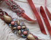 Lady Cora Beaded Coral Lace Headband