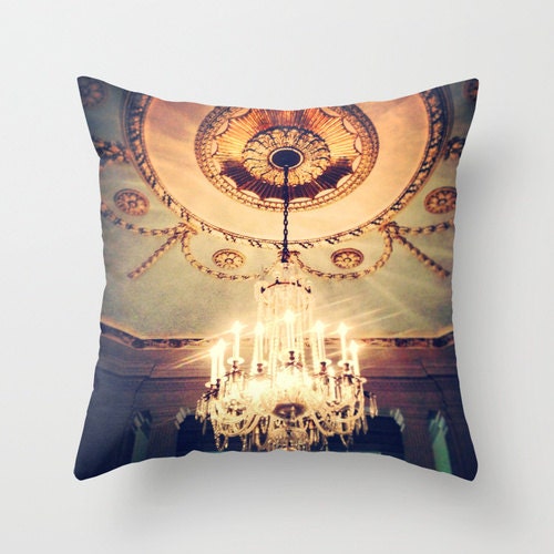 Pillow Cover, Chandelier, Photo Pillow, Dramatic, Gold, Living Room, Bedroom Decor, Shabby Chic, 16x16, 18x18. 20x20