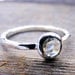 Moissanite Engagement Ring, Rose Cut Diamond Stacking Palladium Sterling Silver Ring, Wedding Ring, Simple Diamond Alternative Ring