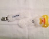 NEW White rosebud Pacifier clip