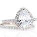 Moissanite Wedding Set Engagement Ring Diamond Halo Custom Pear Setting 14K 18K White Yellow Rose Gold Platinum Bridal Jewelry