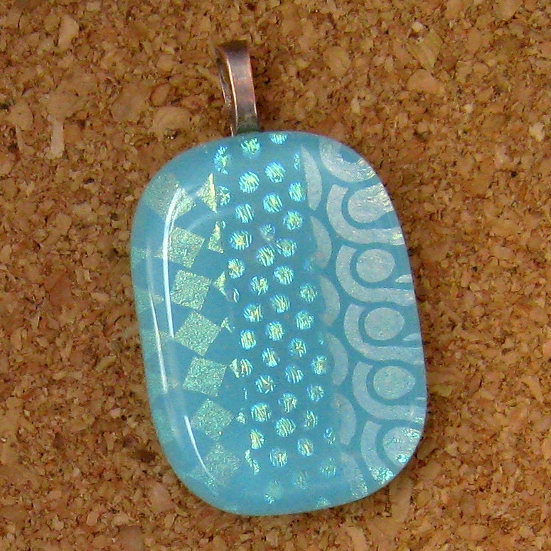 Blue Dichroic Pendant Fused Glass Jewelry