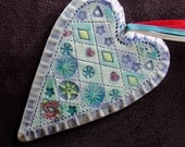 Valentine Heart Quilt  ceramic ornament