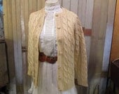 Vintage Cardigan Chunky Cable knit Wool Sweater Emporium Irish Fisherman  M