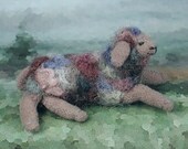 Art Sheep Lamb Millie...Fabric Miniature with Hand Dyed Wool