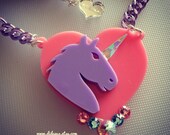 UNICORN head laser cut acrylic necklace
