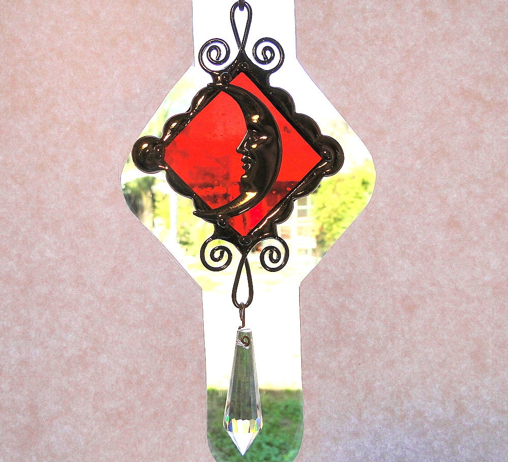 Moon Suncatcher with Crystal Ornament.