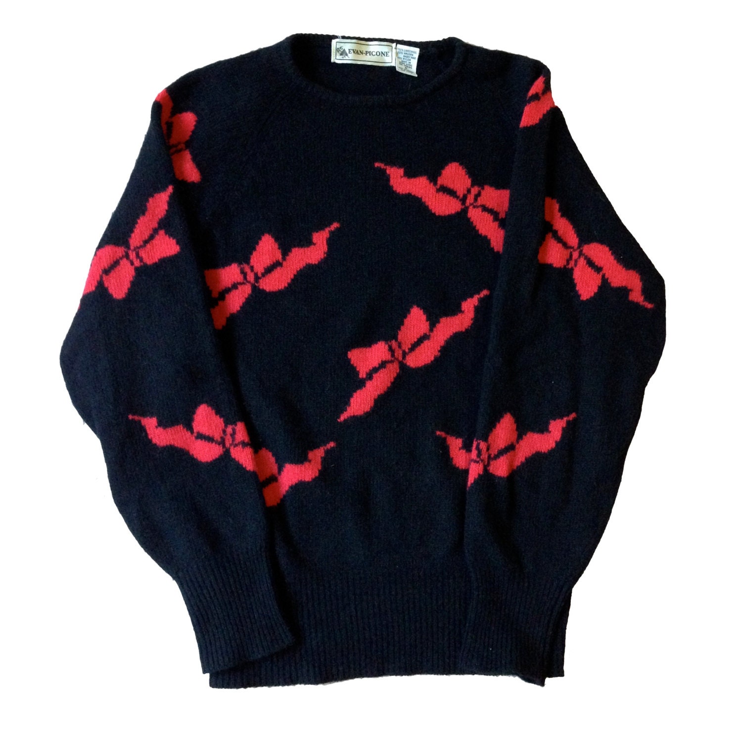 SUMMER SALE Vintage 1980s Wool Bow Sweater 80s