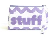 Wristlet Pouch Clutch Make Up Bag Flat Bottom Lavender Chevron for your Stuff